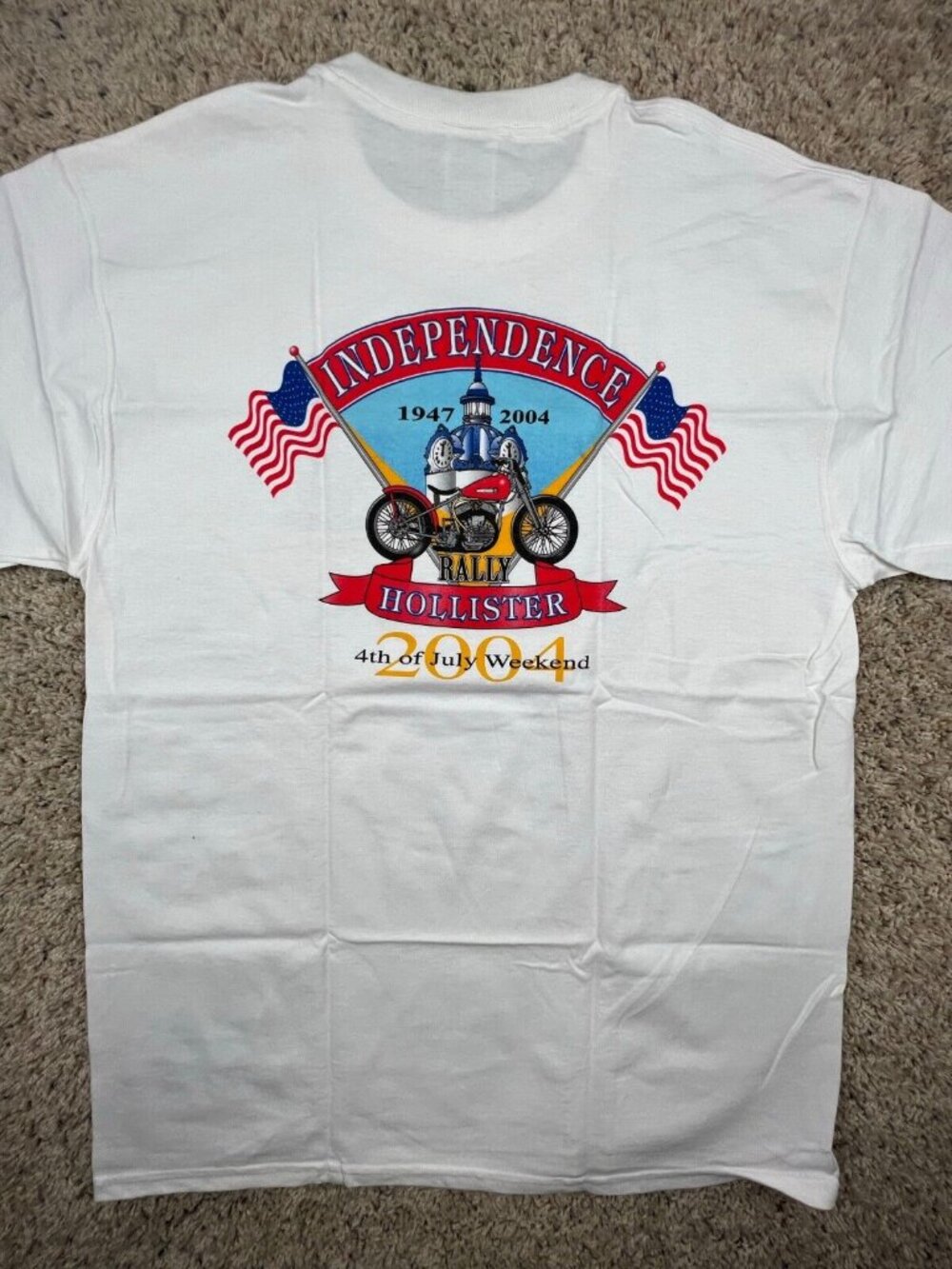 Vintage 2004 Hollister Independence Rally Motorcycle T-Shirt Mens Large White - Picture 1 of 12
